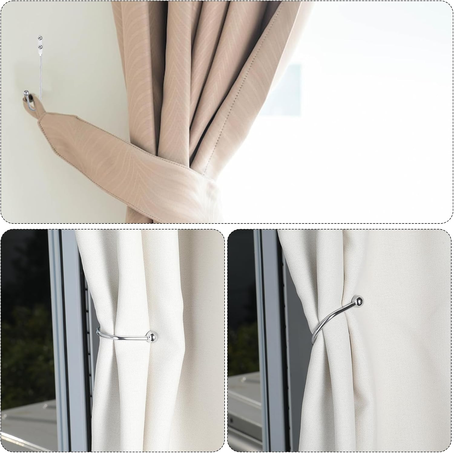 8 Pcs Metal Curtain Holdbacks, Curtain Tiebacks Wall Mounted Curtains Hooks Deco
