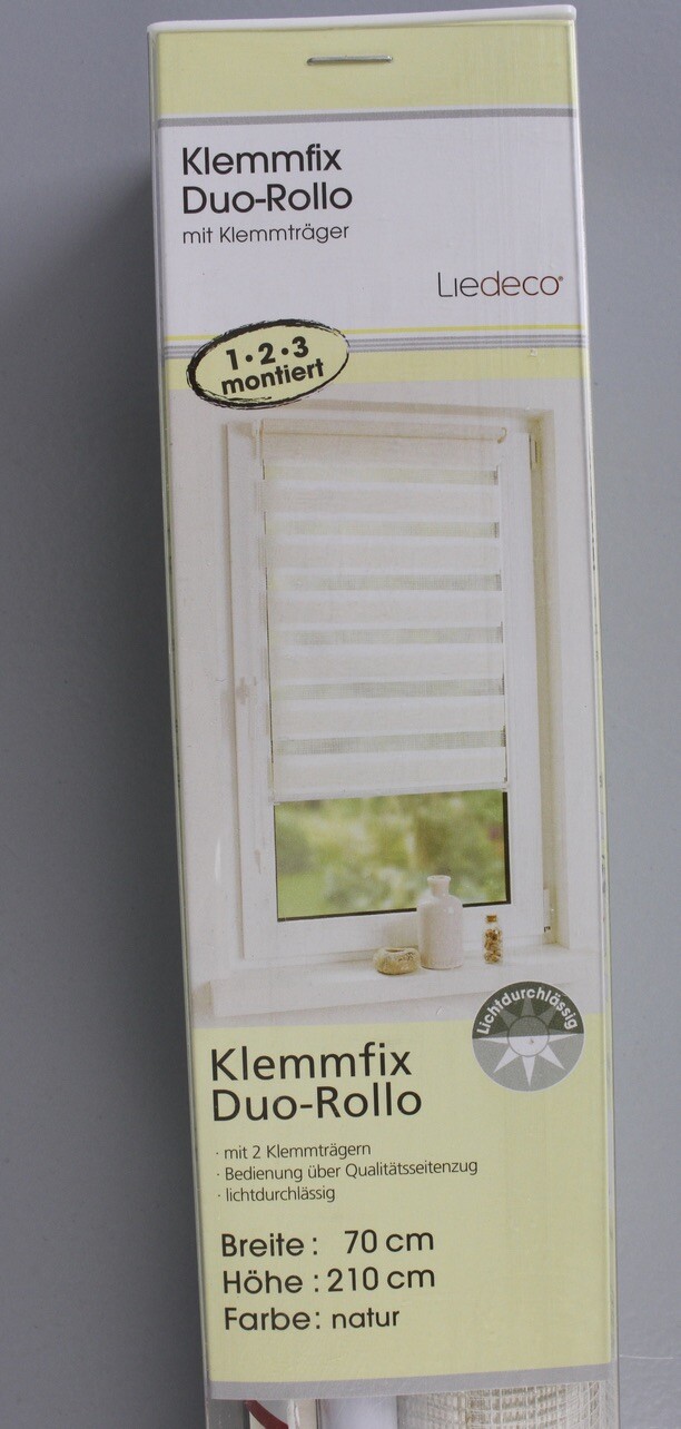 Liedeco Clipfix Duo Roller Blind No Drilling Opaque Roller Blind 70 x 210 cm Beige M3-KF