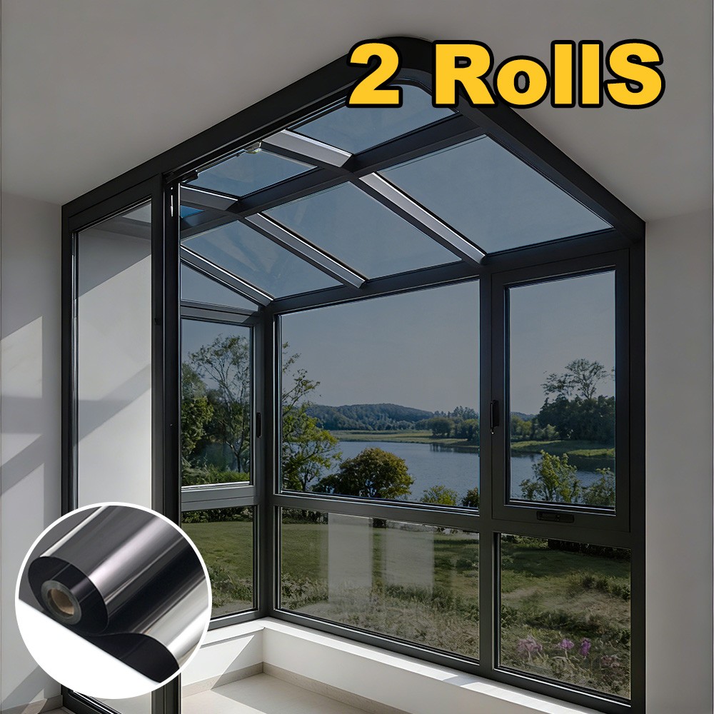 2 Rolls Privacy Screen Mirror Film, Self-Adhesive Sun Protection, Anti- Film