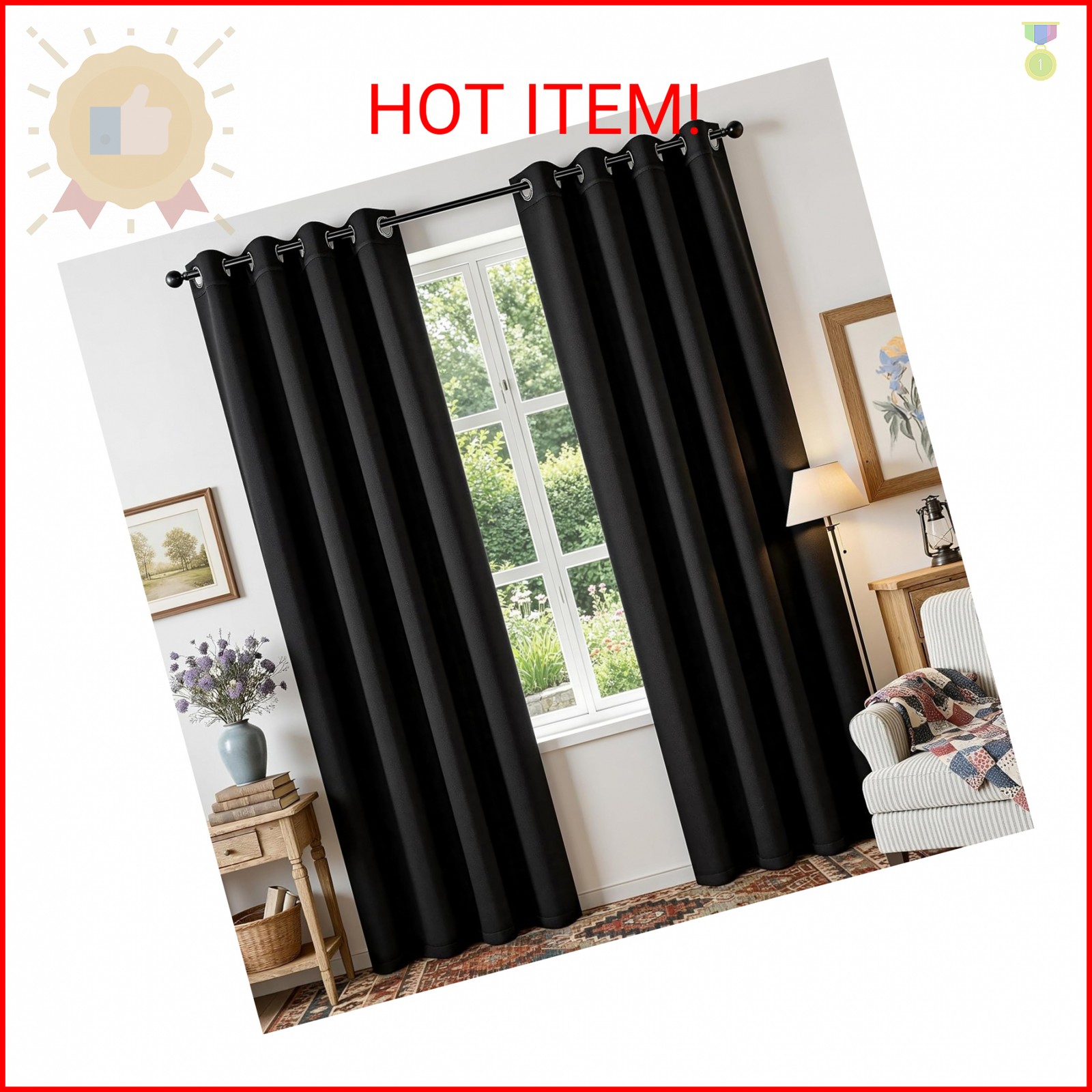 Joydeco Blackout Curtains for Bedroom 84 Inch – Black Out Curtains with Grommets