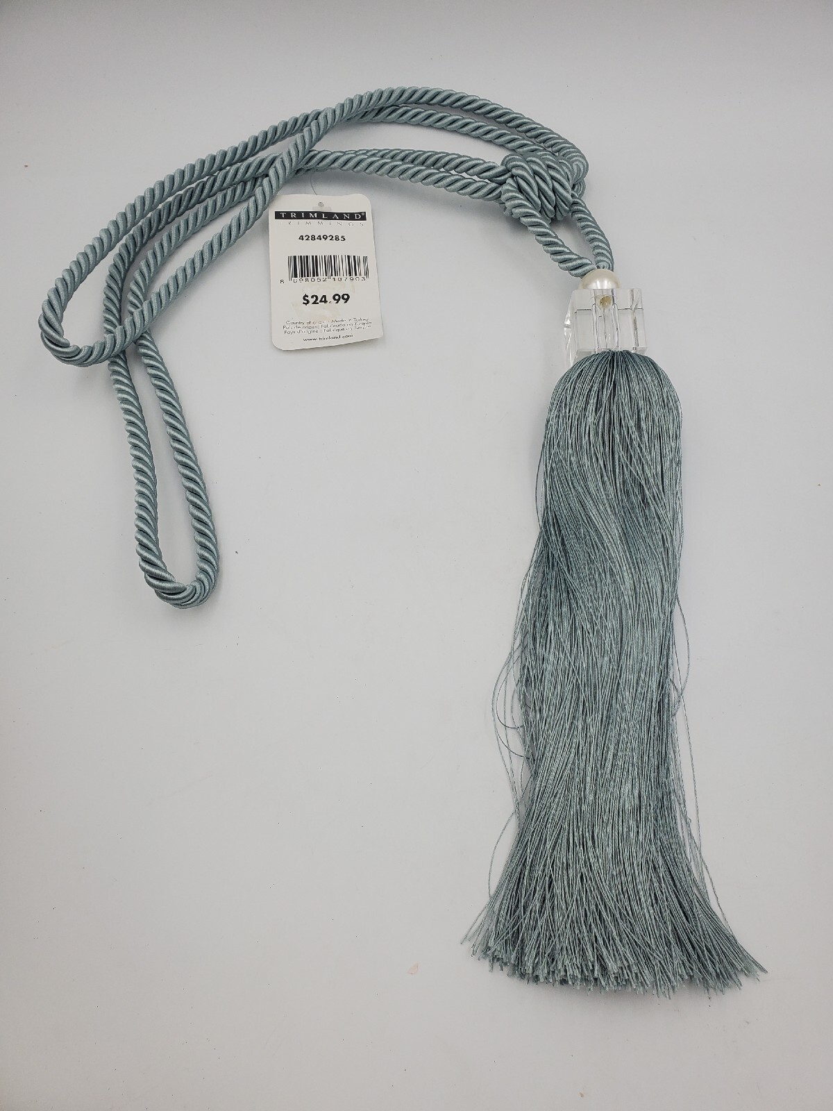 Trimland Trimmings Tassel Tieback Resin Block & Pearl From Turkey Blue Gray New