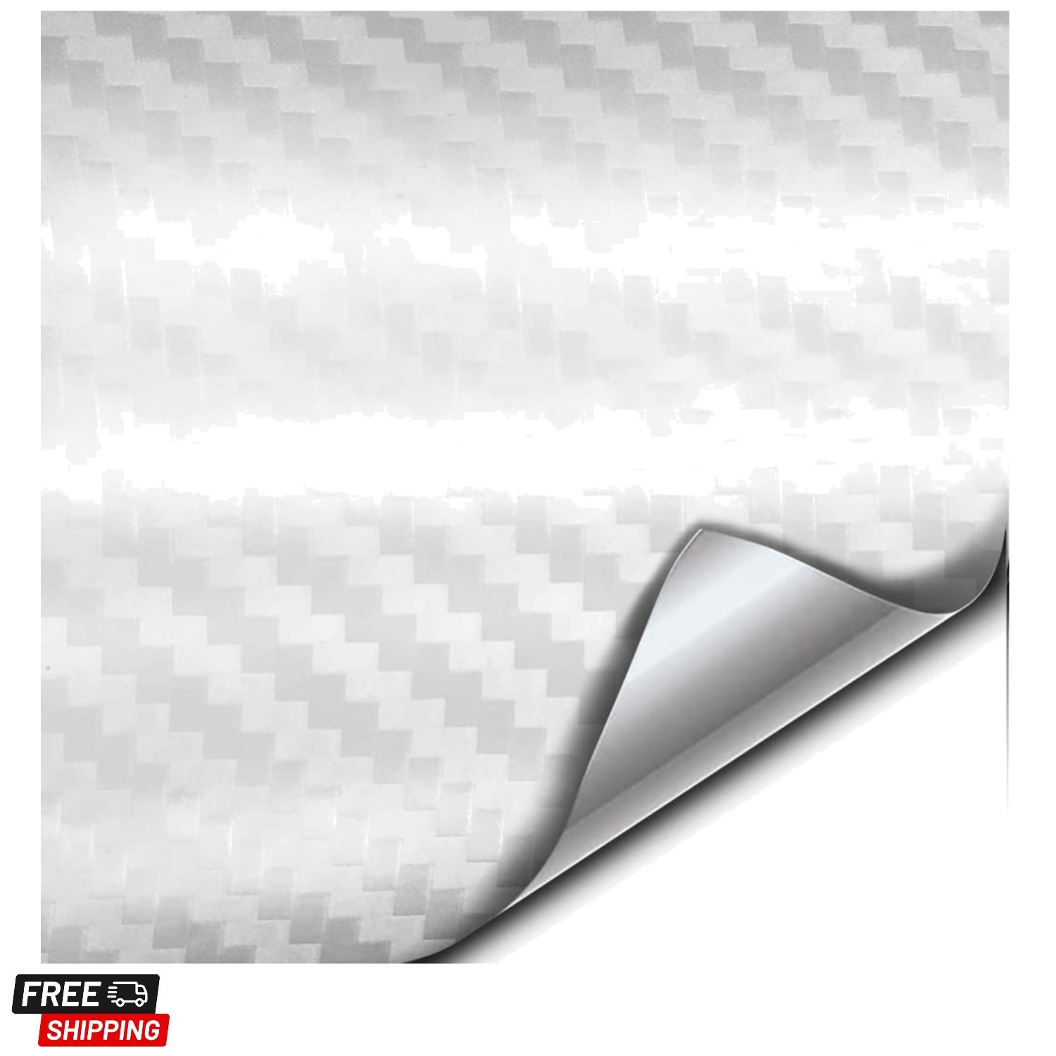 Carbon Fiber Vinyl Wrap Film White, 1ft x 5ft