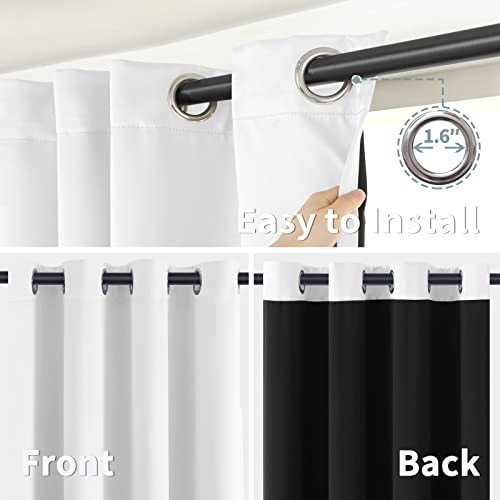 Blackout Curtains 63 Inch Long – Black Out 42″W x 63″L (Pack of 2) White