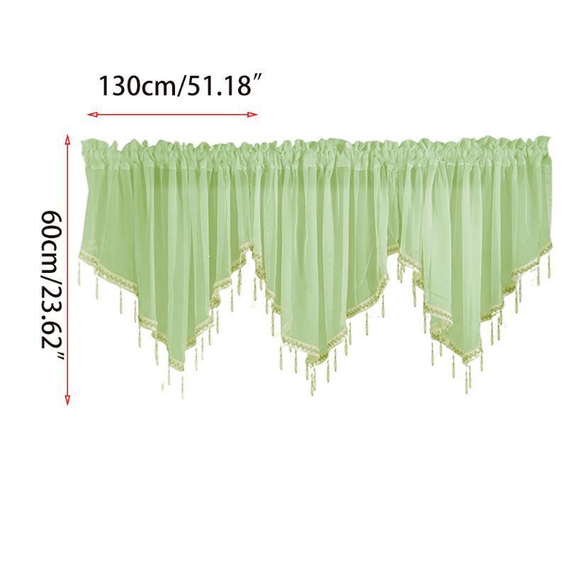 1Pc/3Pcs Candy Color Sheer for Triangle Valance Beaded Trim Tassels Window Curta
