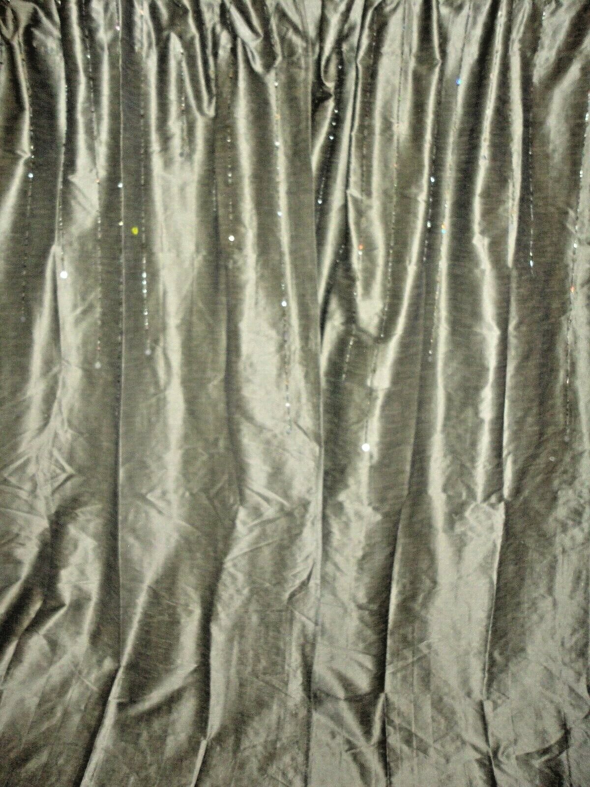PIER 1 SHINE SILVER METALLIC BEADED (2) HIDDEN TABS PANELS CURTAINS 42 X 84