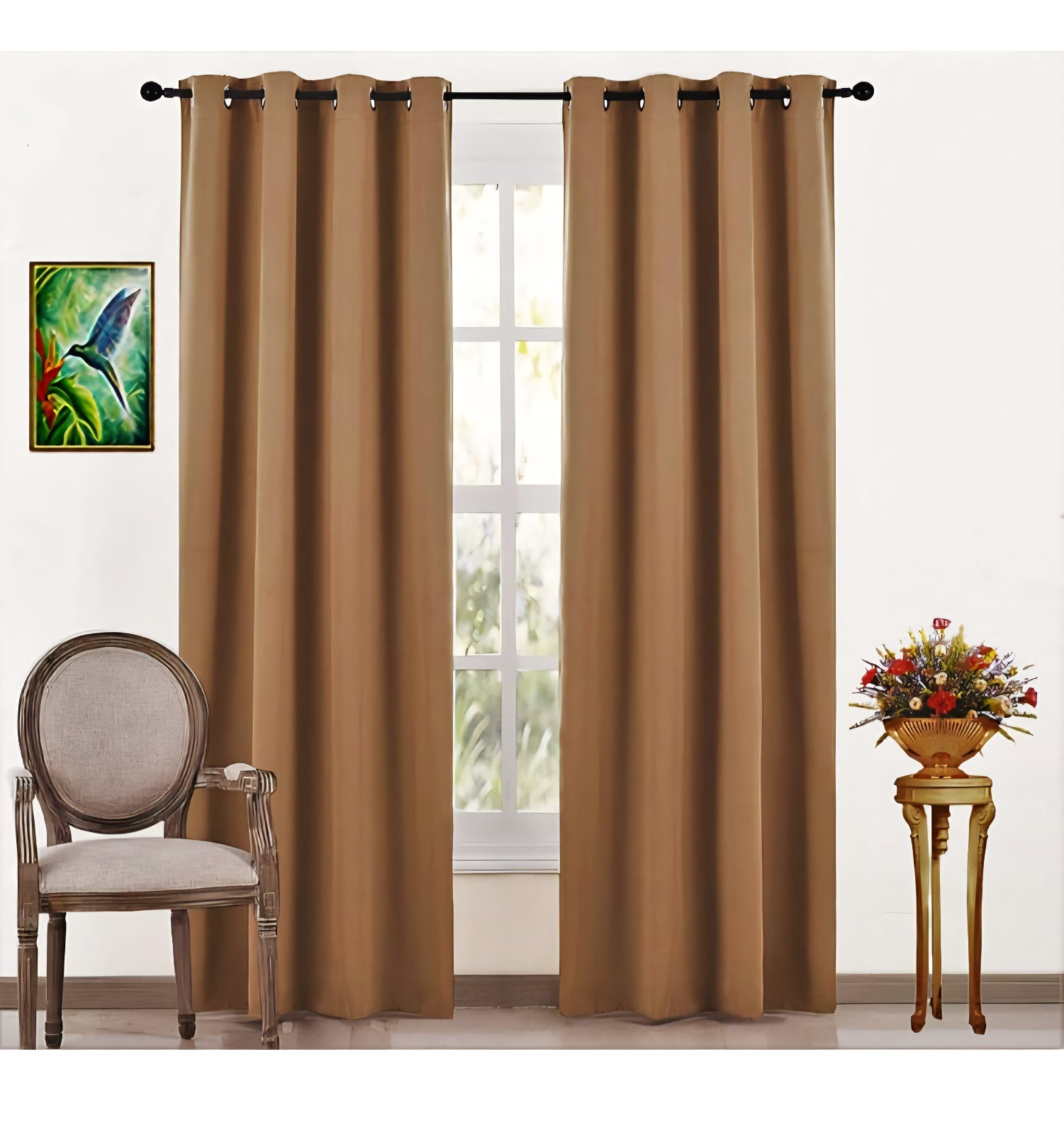 100% SOLID BLACKOUT CURTAIN 2 PIECE GROMMET FOAM LINED WINDOW CURTAIN