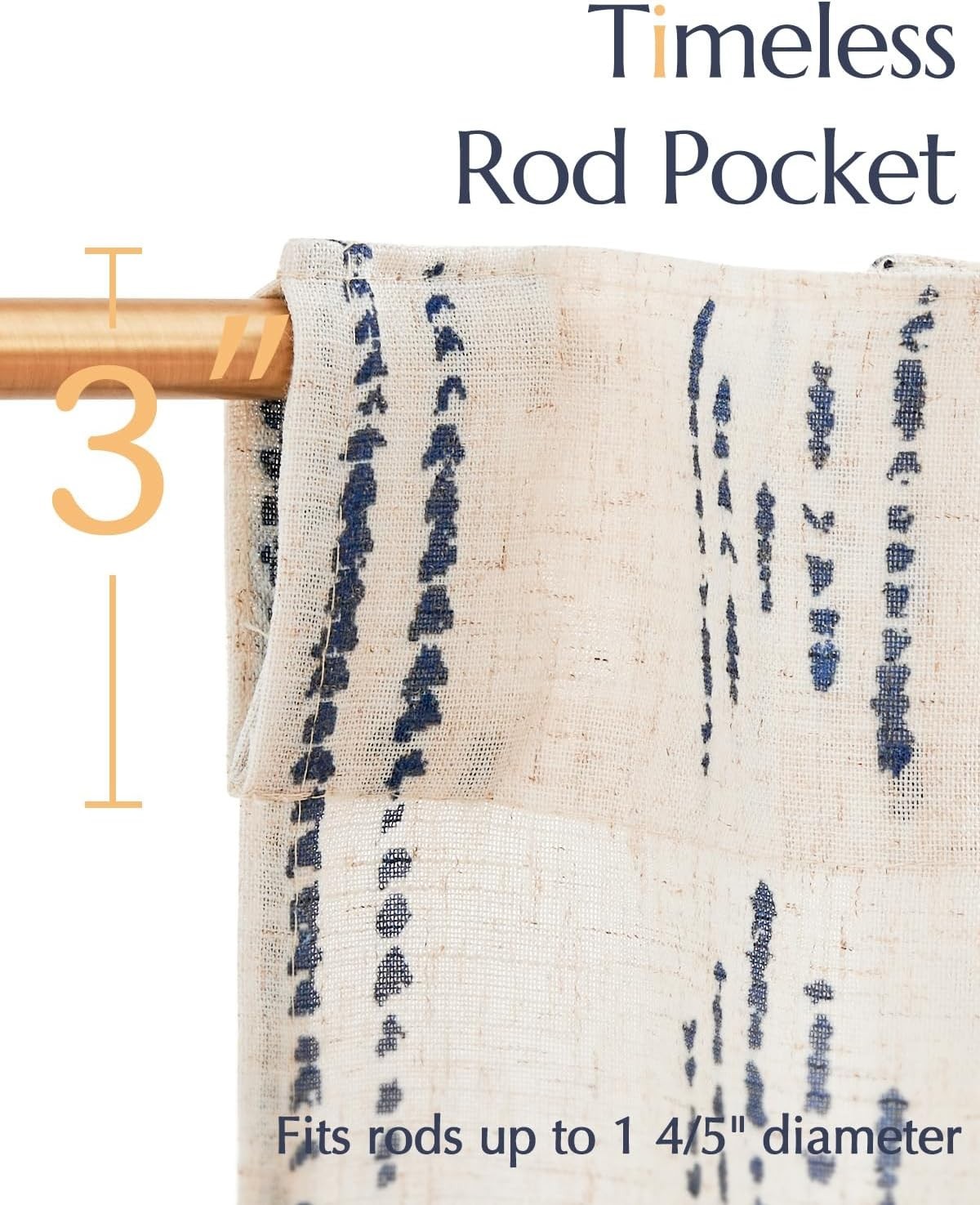 Boho Geometric Striped Curtains for Small Windows | 36×38 Inch | 2 Panels