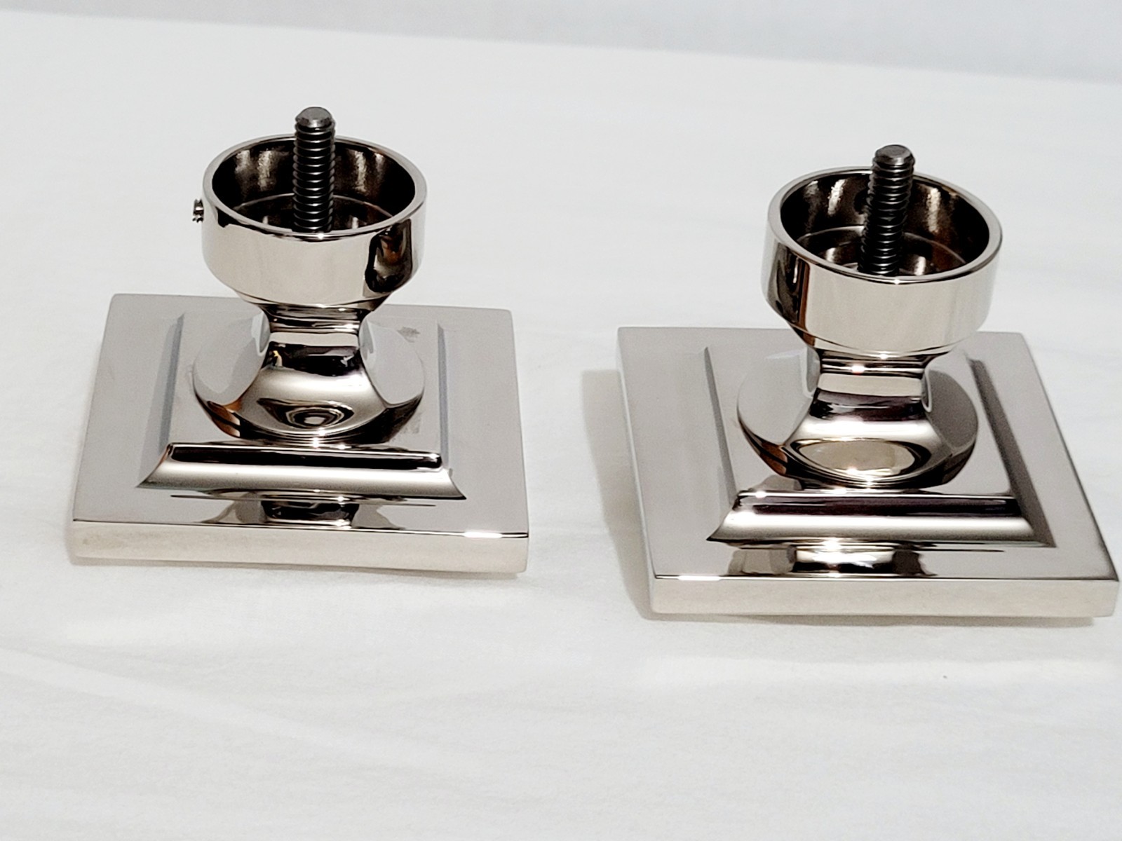 Restoration Hardware Easton Square Solid Brass Medium Finials Polished Nickel