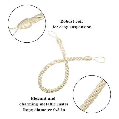 Curtain Ropes Tiebacks Tie-Backs, Curtain Handmade Holdbacks with 2pack Beige