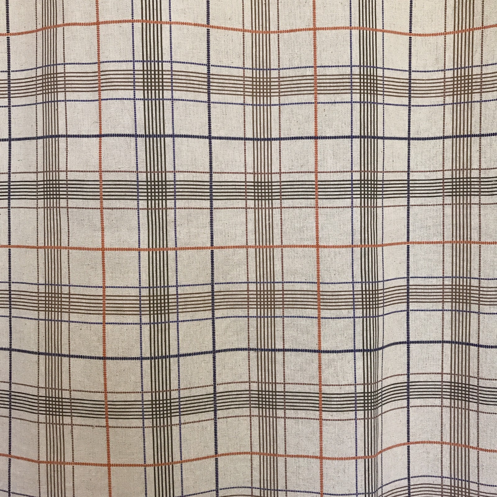 Handmade Linen Blend Windowpane Check Curtains Custom Beige Window Drapery Panel