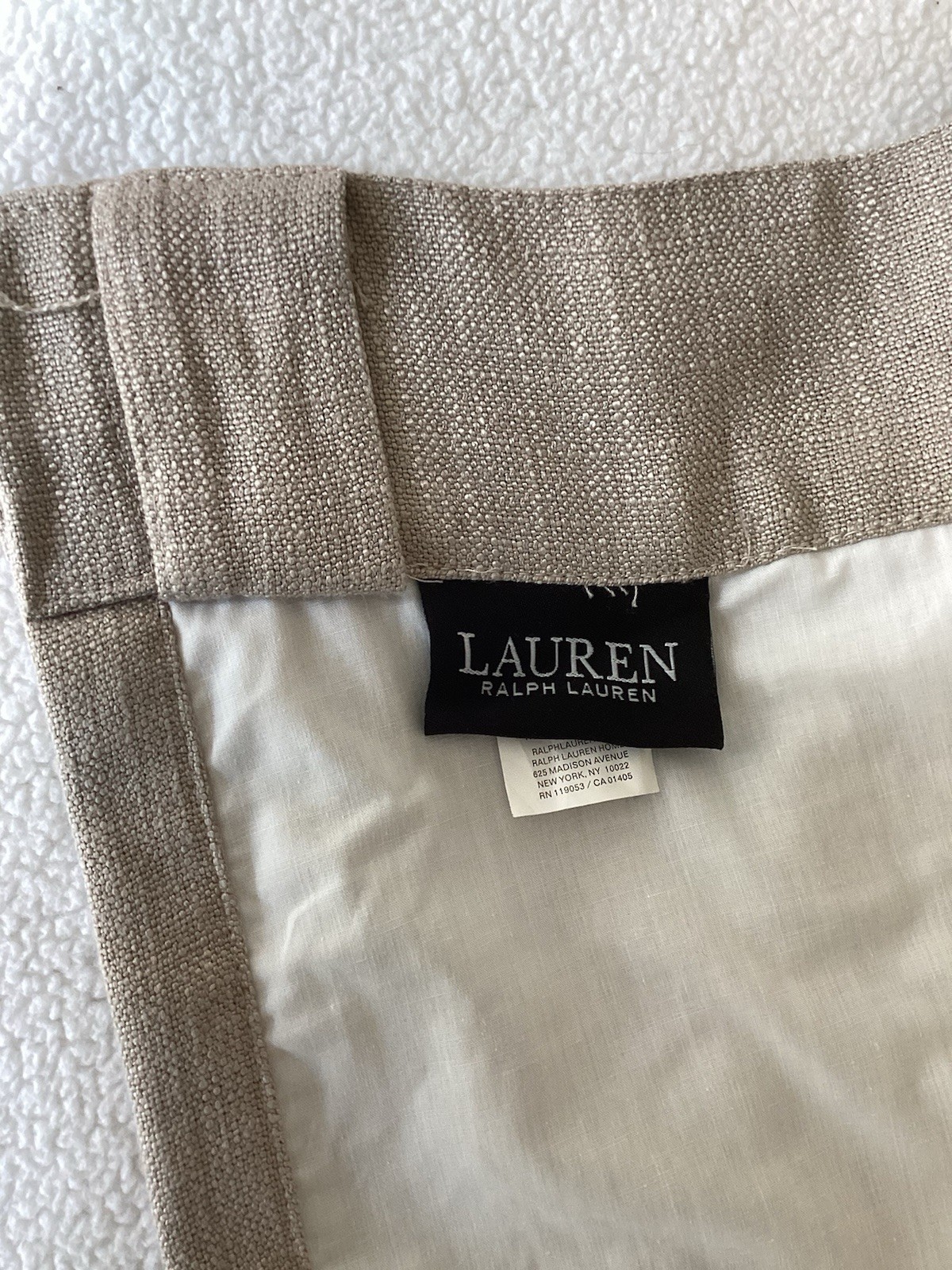 Pair Lauren Ralph Lauren Beige Tan Khaki Drape Curtain panels 54 x 96 EA.