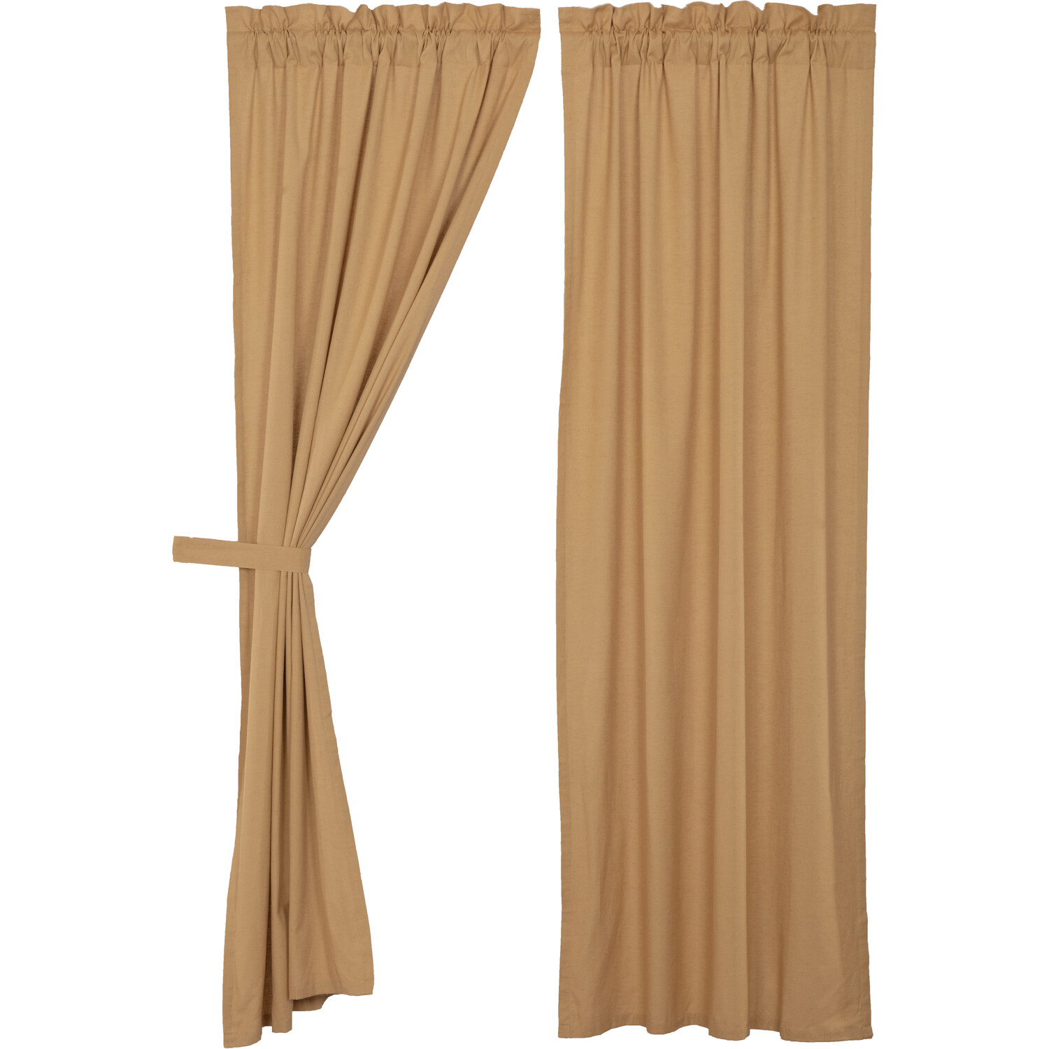 New Primitive Farmhouse PLAIN TAN FLAX GRAIN SACK PANELS Drapes Curtains 84″
