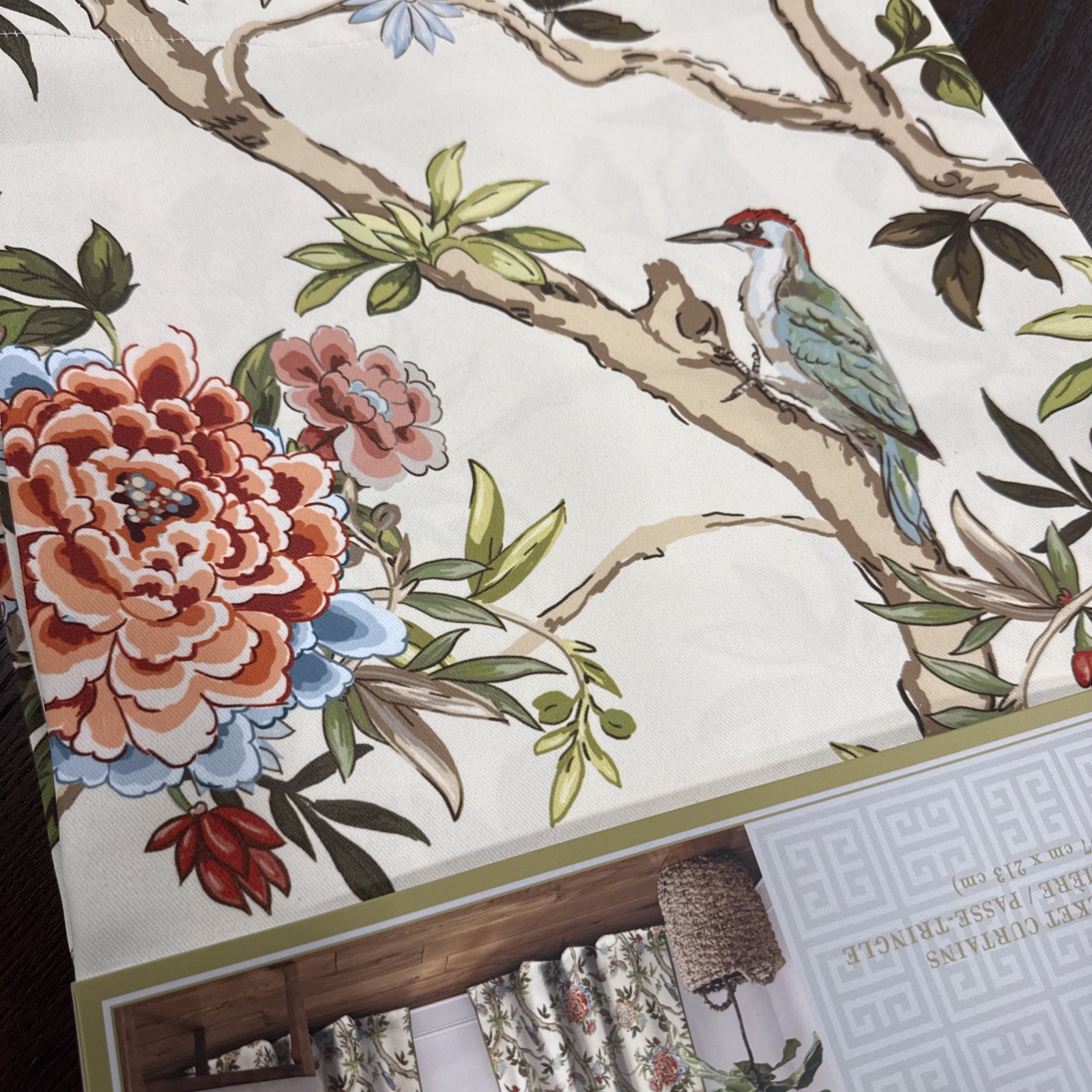 Lillian August Bird Floral Multi Two Back Tab Rod Pocket Curtains 84 in. New