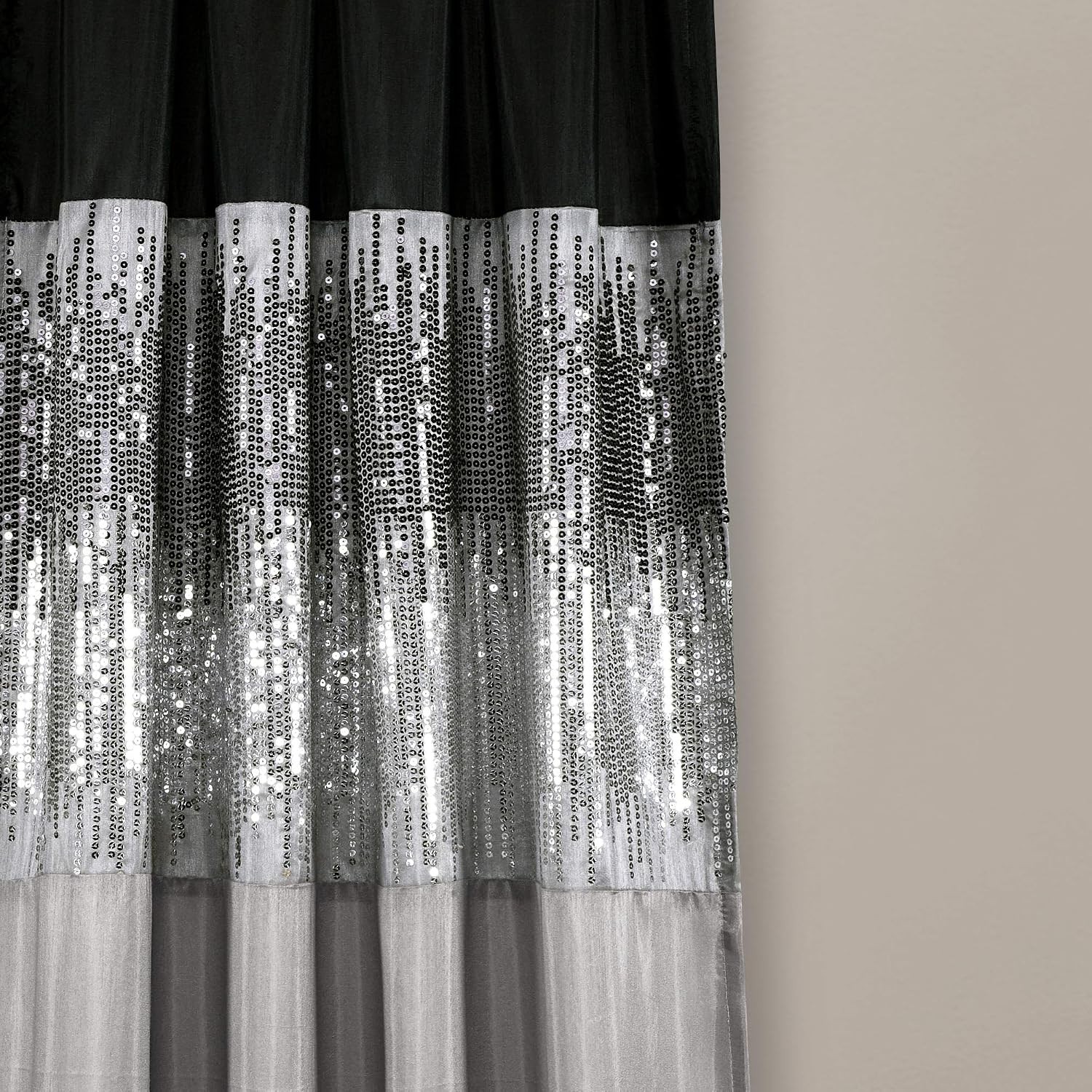 Night Sky Window Curtain Panel, Single, 42″ W x 108″ L, Black & Gray – Sequin