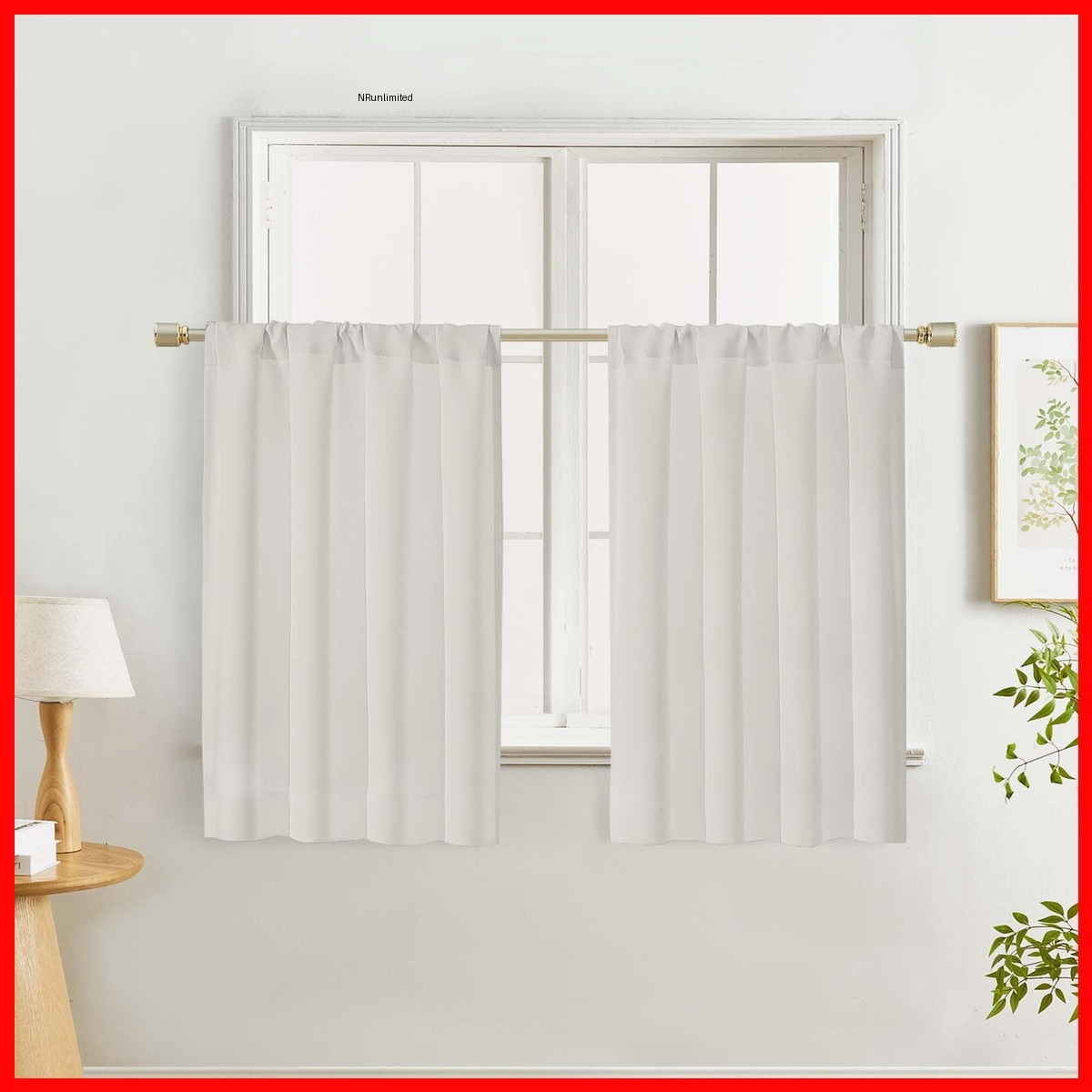 Lecloud Natural Kitchen Curtains 36 Inch Length 2 Panels Room Darkening Privacy