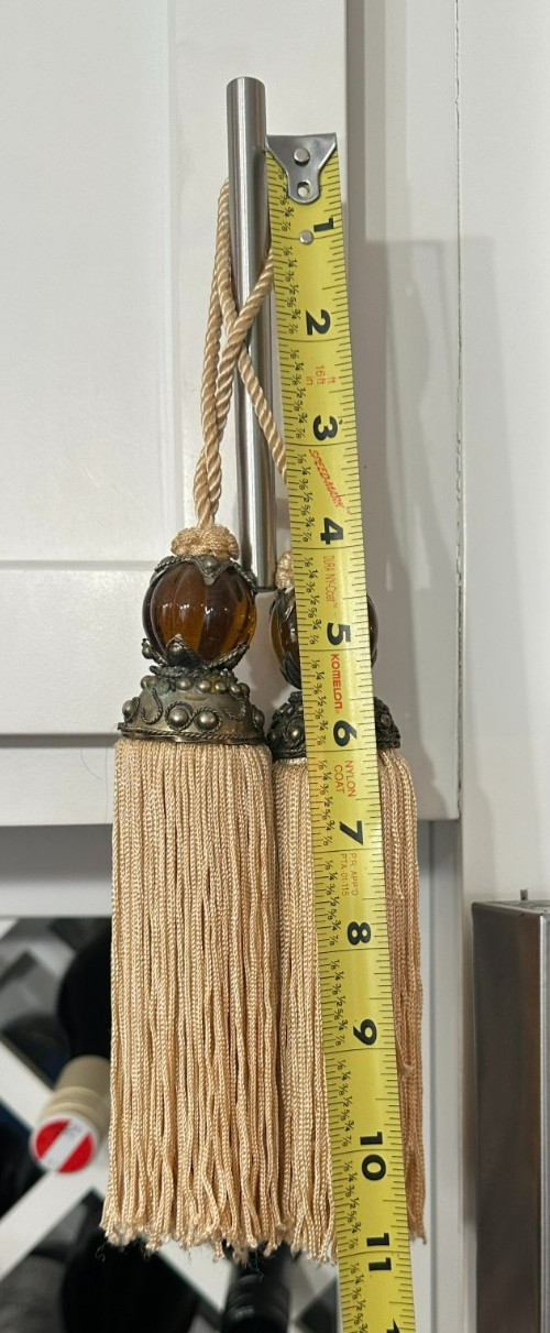 Vintage Gold Ornate Large Tassel Drapery Tie Back Corded Set of 2