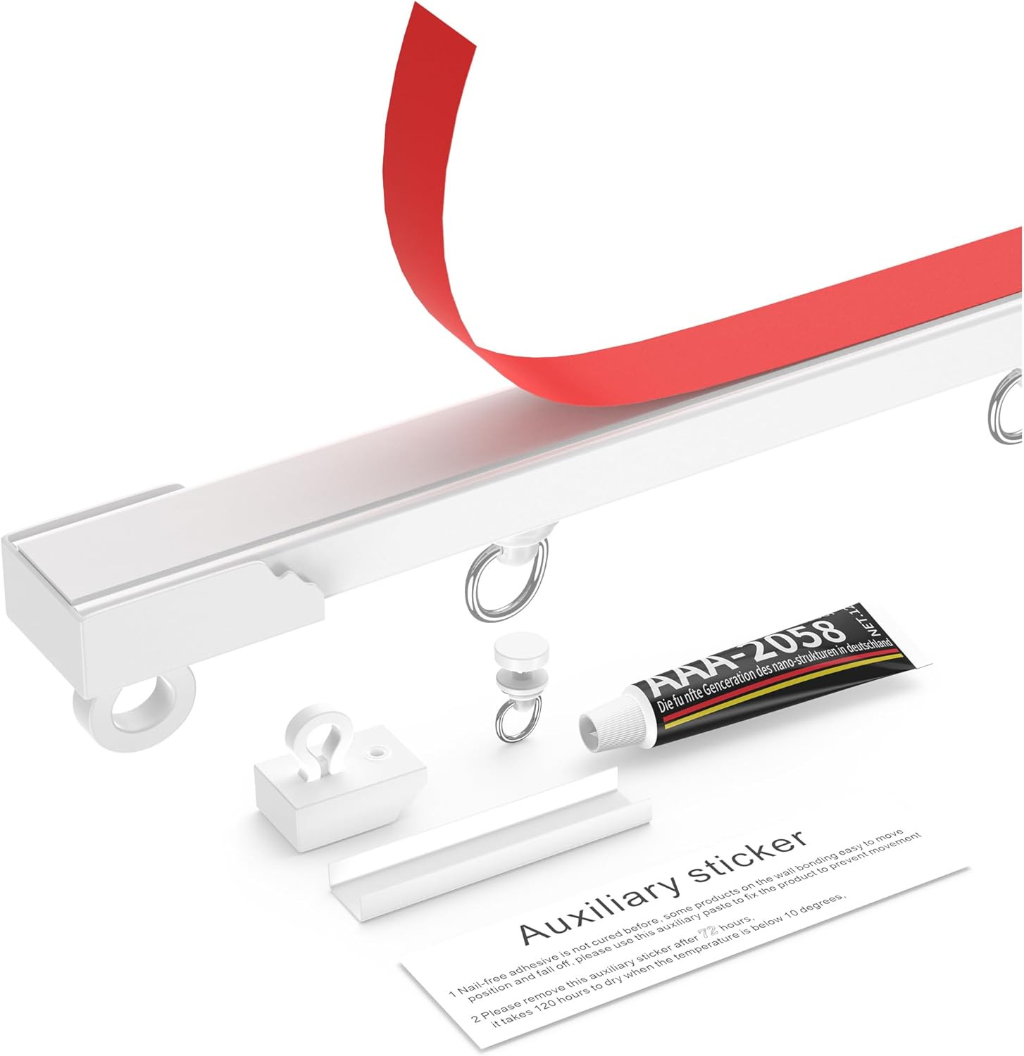 Self-Adhesive Curtain Track for Ceiling or Wall Mount – 2×16 Inch, Easy Install