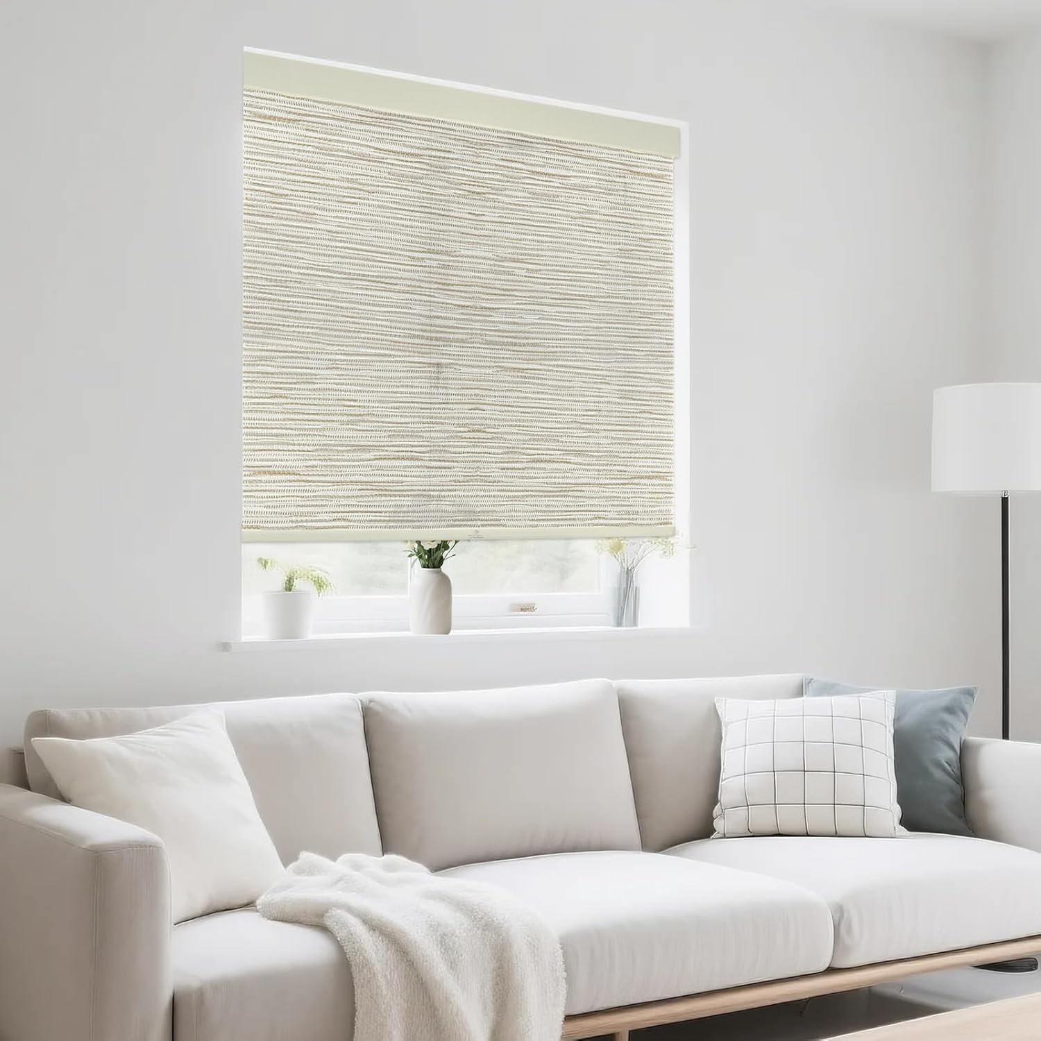 45″ W x 72″ H Cordless Light Filtering Roller Shade Windows Blind CREAM Linen