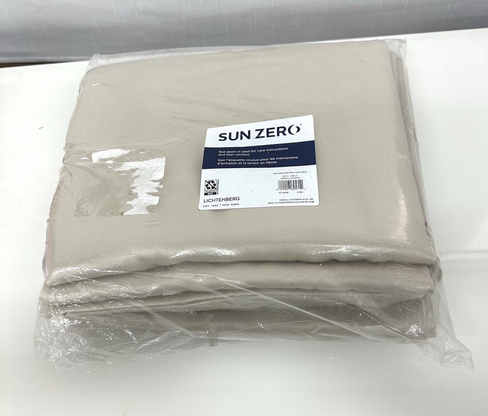 Sun Zero Lichtenberg Blackout Curtains Cream Color 52″ x 84″ (2pairs-104 x 84in)