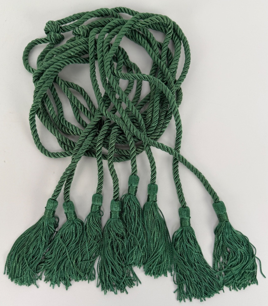 4 NOS Vtg 6′ Emerald Green Twisted Braided Rope Tieback W/ Tassel Boho Chic Belt