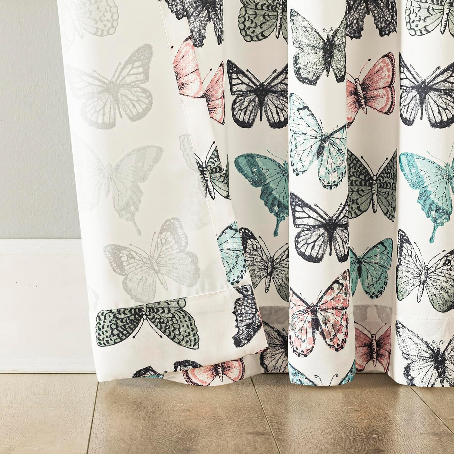 Marepesia Butterfly Print Energy Saving Rod Pocket Curtain Panel, 54″ X 63″, Blu