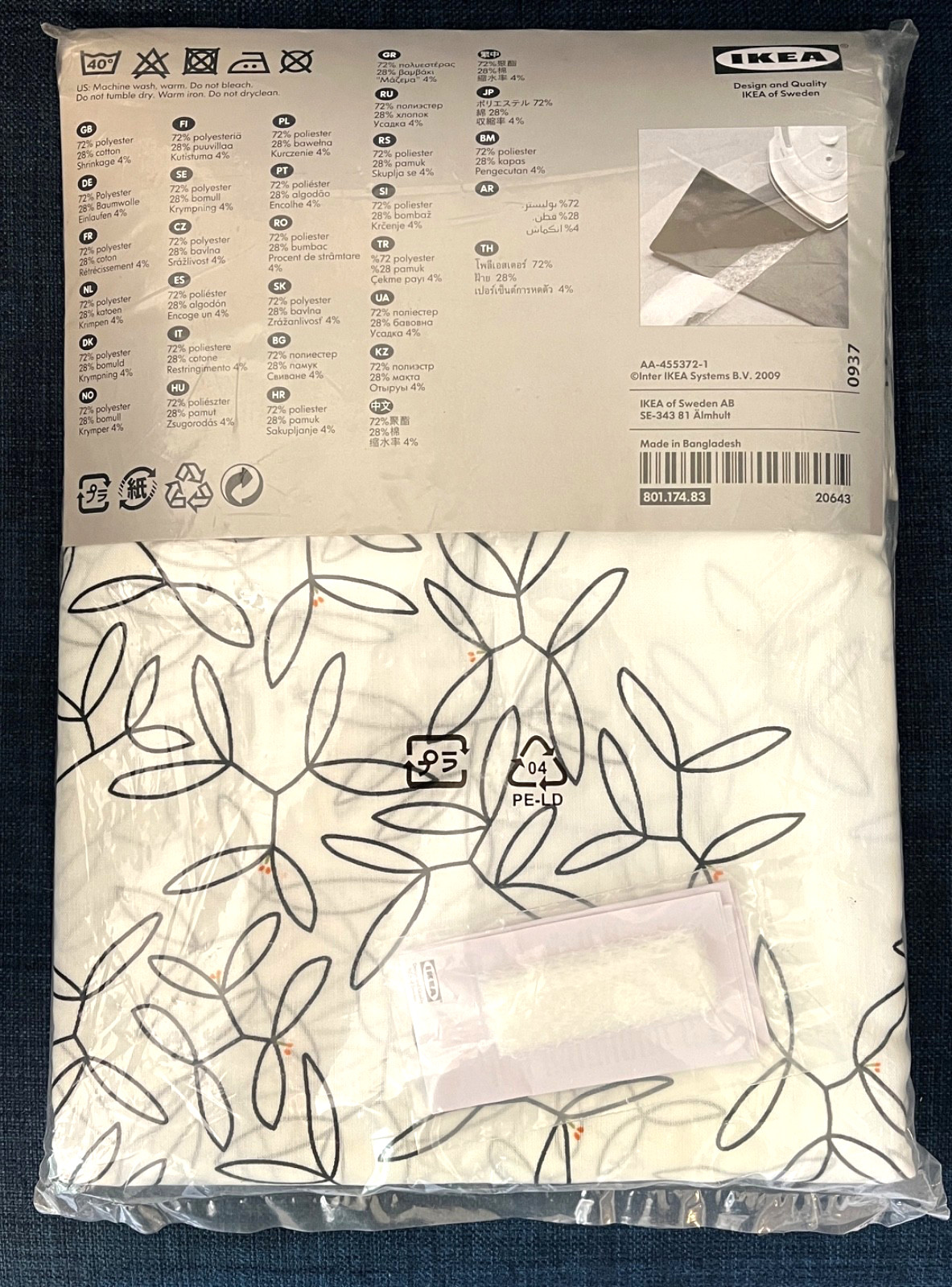 IKEA Hedda Blad Curtain Panel Pair 57″x98″ White Black Floral Kazuyo Nomura NEW