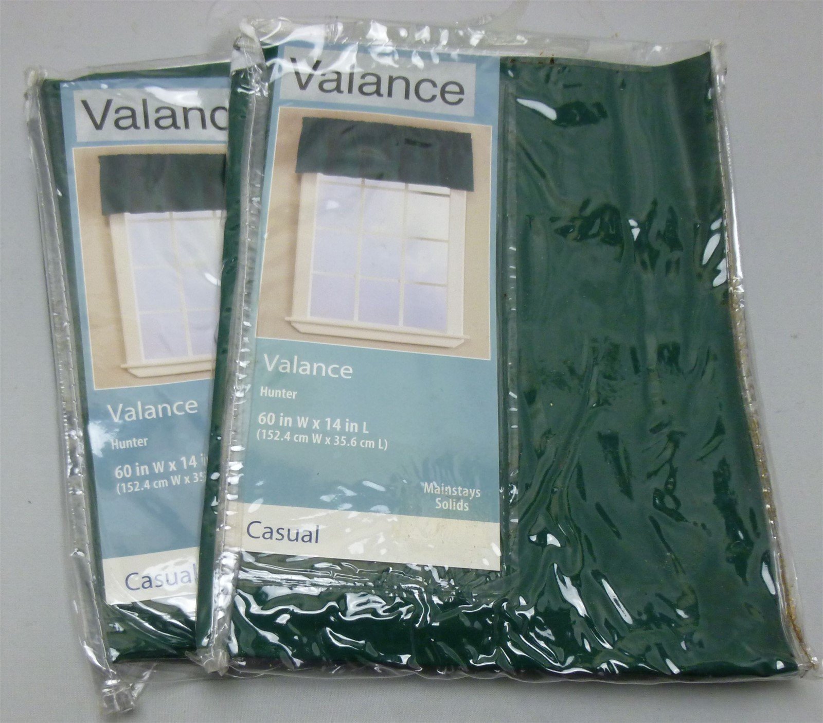 Mainstays Home Casual Valance 60”X14” Hunter Green Lot of 2 NEW