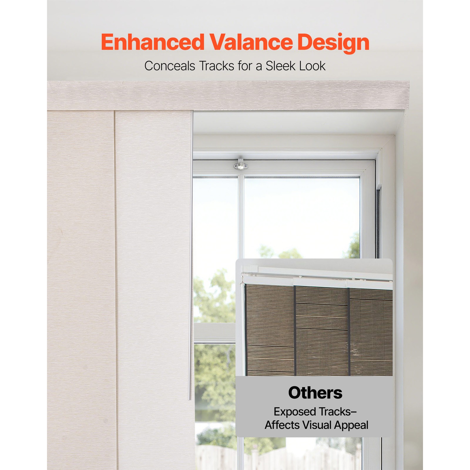 Uimoso Adjustable Panel Track Blinds, Width 45.8in to 86in, Light Brown