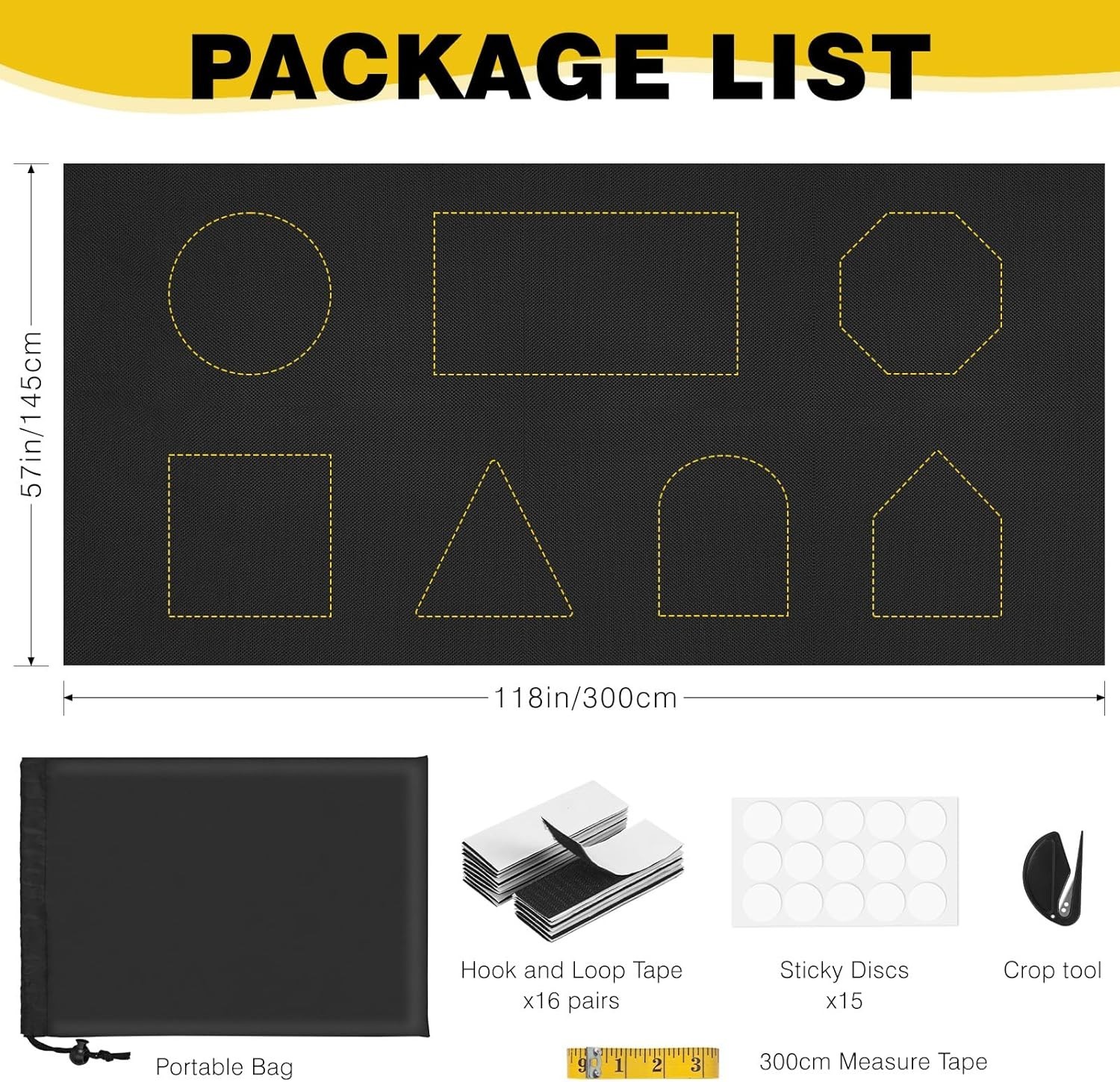 100% Blackout Window Cover 118″x57″ No Drill Portable Blackout Curtains Shade