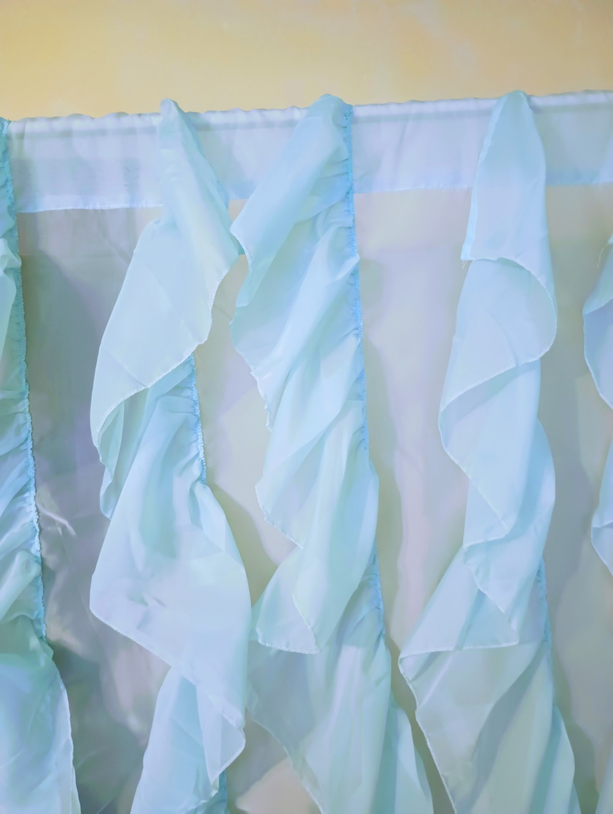 5 Sheer Sky Blue Vertical Ruffled Curtain Panels ea 50″W x 66″L Total 250″ x 66″
