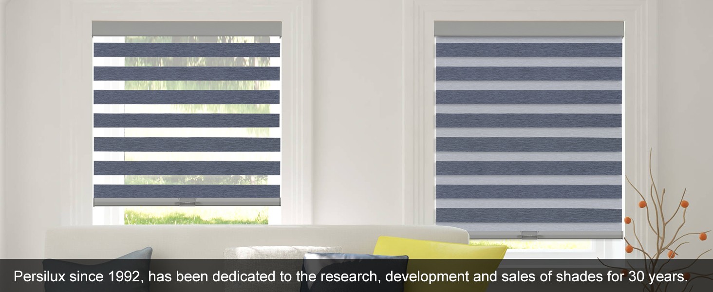 Cordless Zebra Blinds for Windows (46″ W x 72″ H, White) with Upgraded Cassette