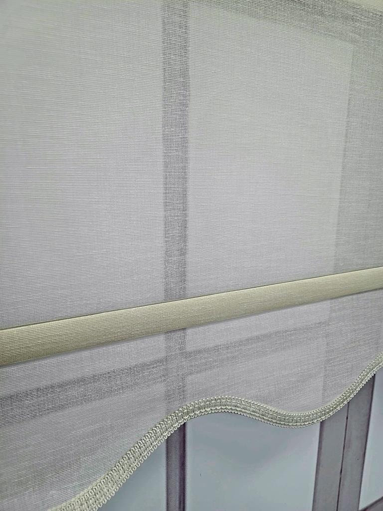 Original Linen Fabric Double Mechanism Tulle and Roller Blinds Curtain, Color