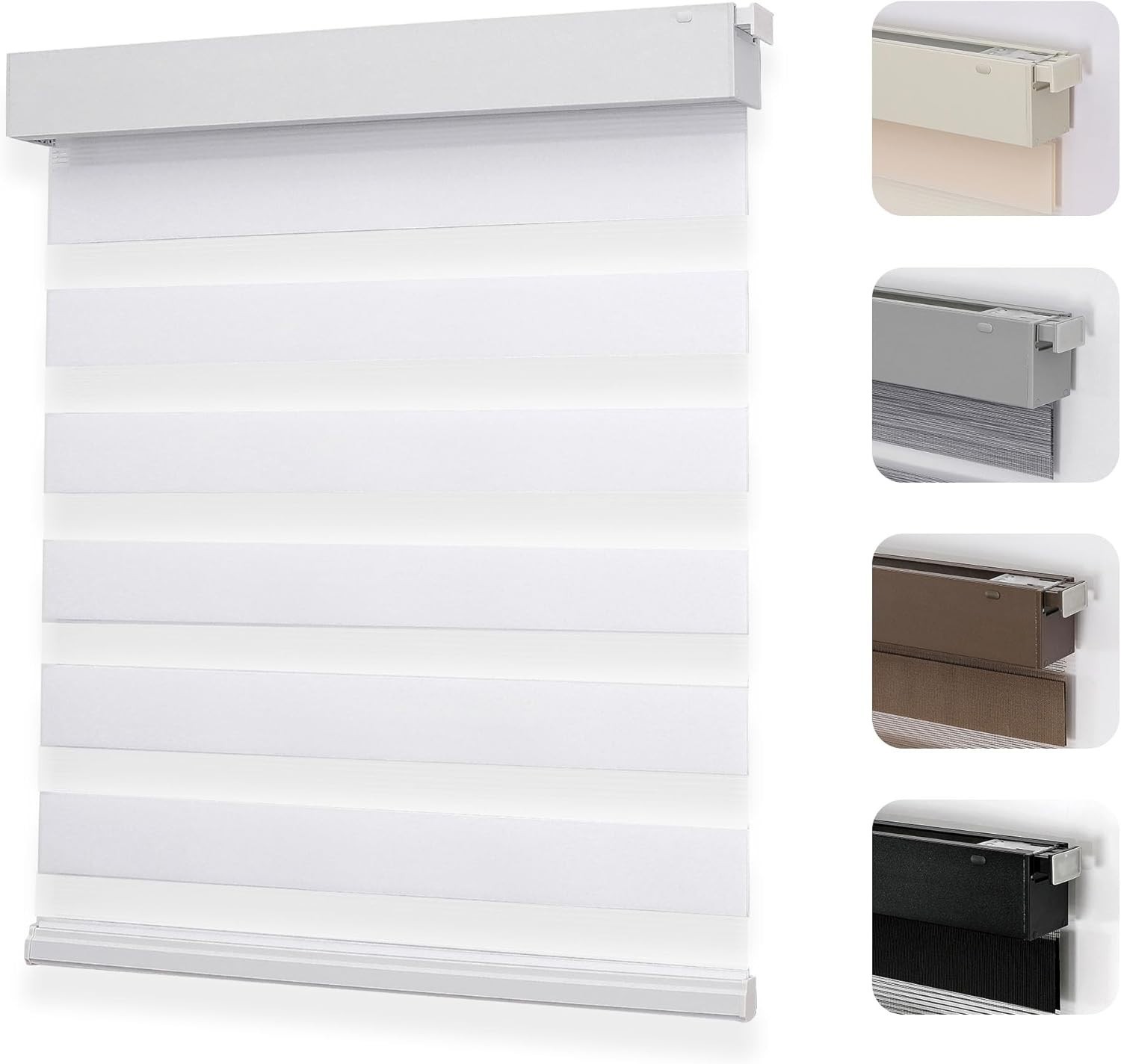 Joydeco No Drill Zebra Blinds for Windows White, 22″ W x 75″ H