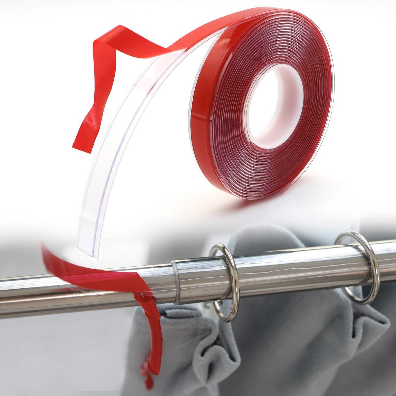 LUTQ 39 Ft Curtain Rod Tape – Smooth and Silent Sliding 39ft, Clear
