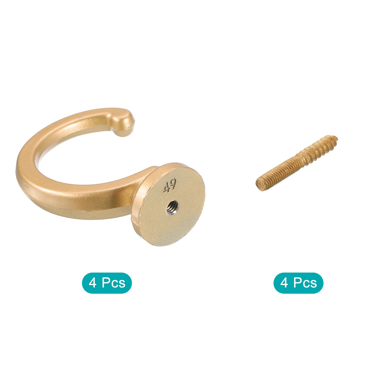 4Pcs Aluminum Alloy Wall Mounted Curtain Holdback Drapery Tieback Hooks Gold