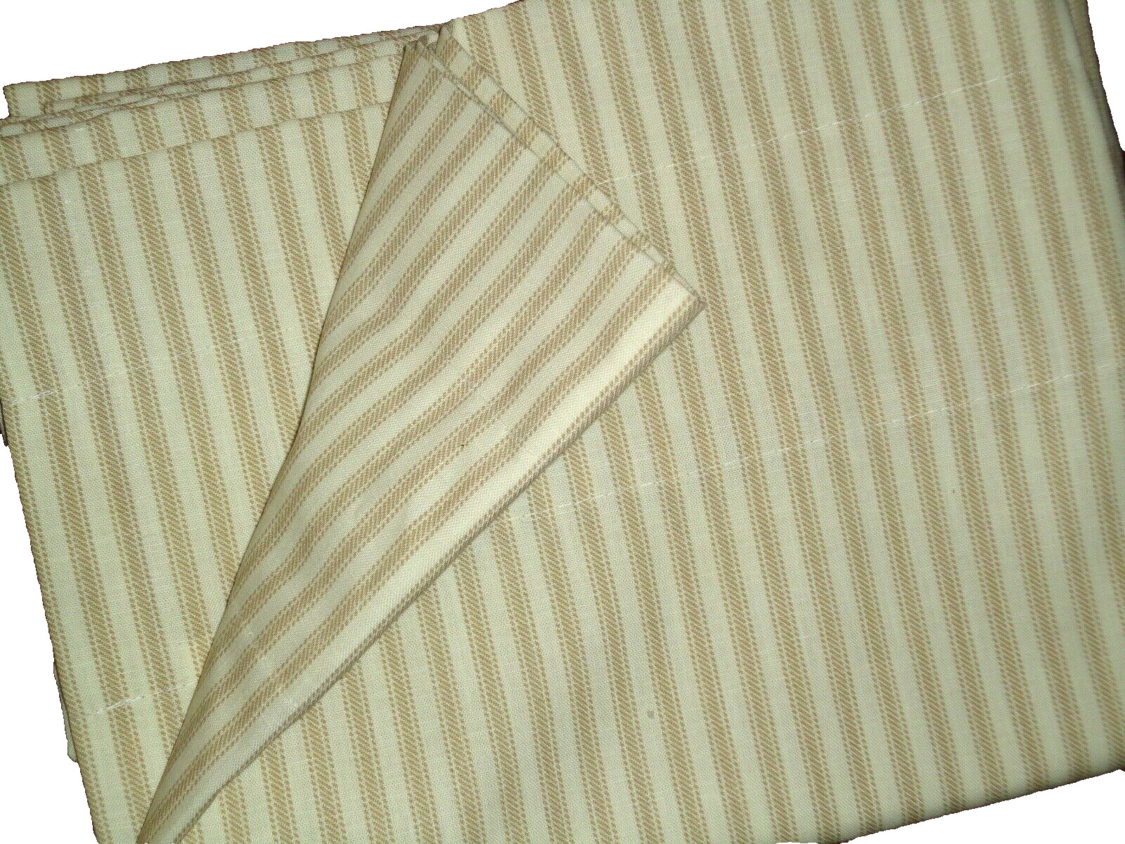 COUNTRY CURTAINS TAN & WHITE TICKING STRIPES (1) TAILORED VALANCE 16 X 85