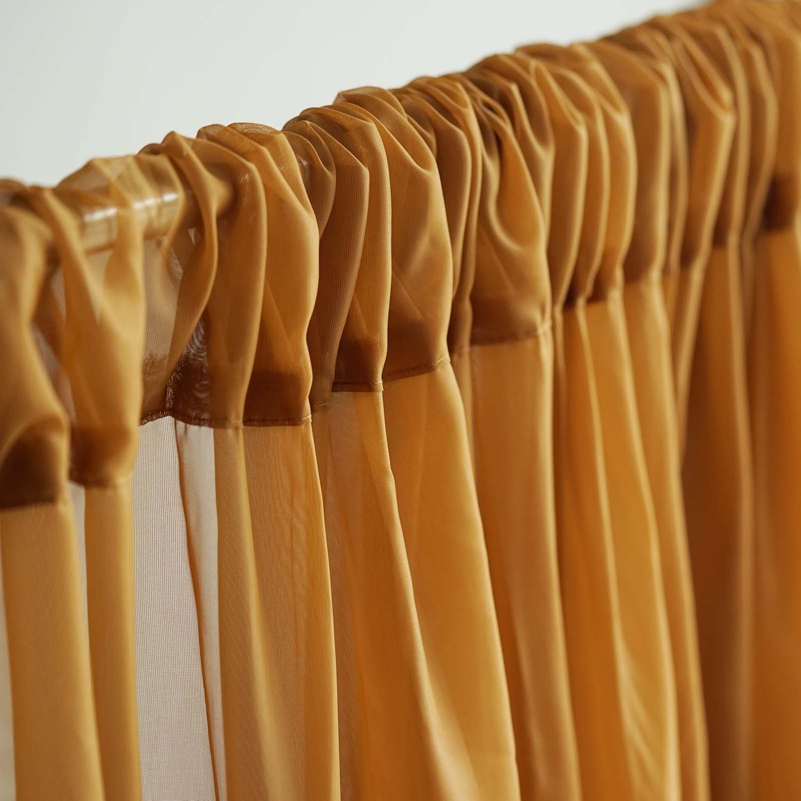 Gold 10 x 10 ft Voile BACKDROP CURTAINS 2 Panels 5×10 ft Home Party Decorations