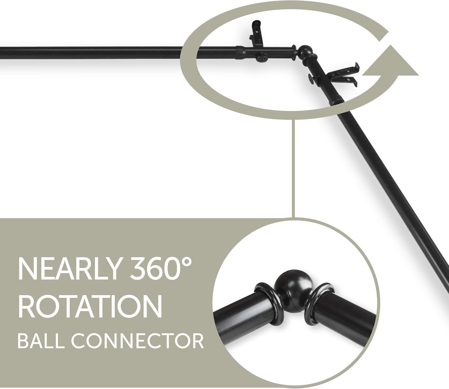 Adjustable 5/8″ Bay Curtain Rod Set – Black