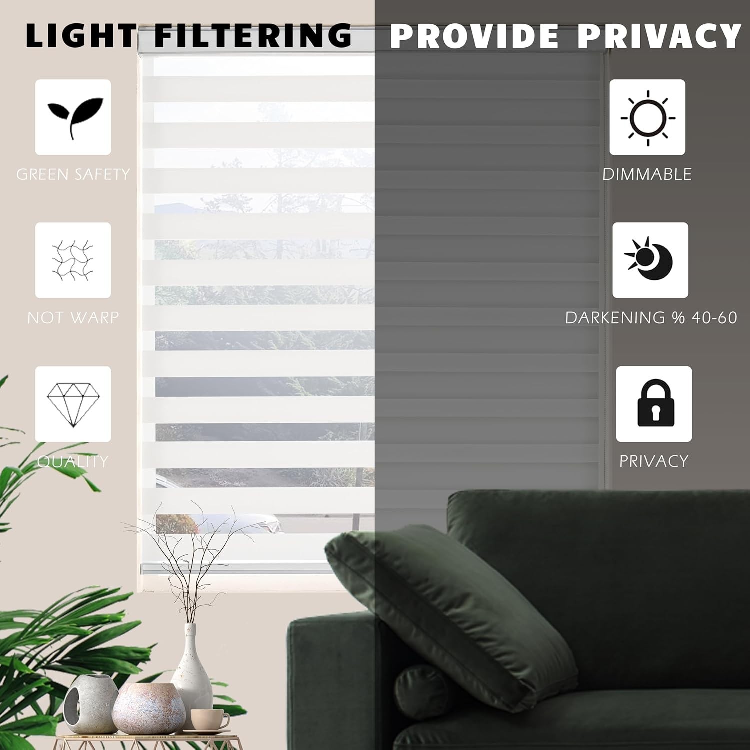 Dual Layer Zebra Blinds – Light Control, Privacy