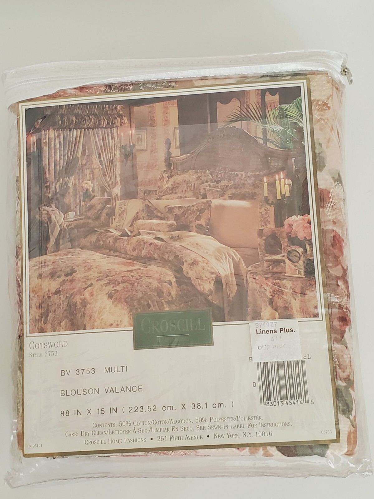 VTG Croscill Style #3753 Blouson Window Valance Topper Floral 88″ x 15″ NOS