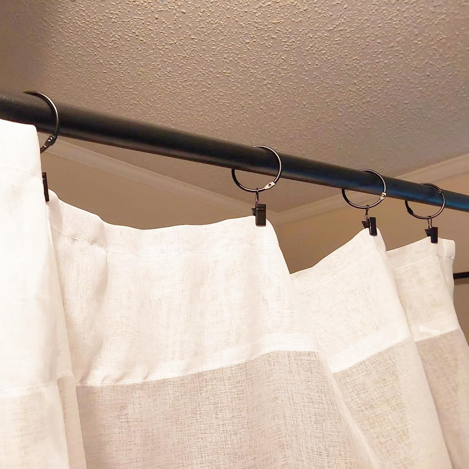40 Pack 1.5 Inches Curtain Rings with Clips, Openable Drapery Metal Clip Iron Dr