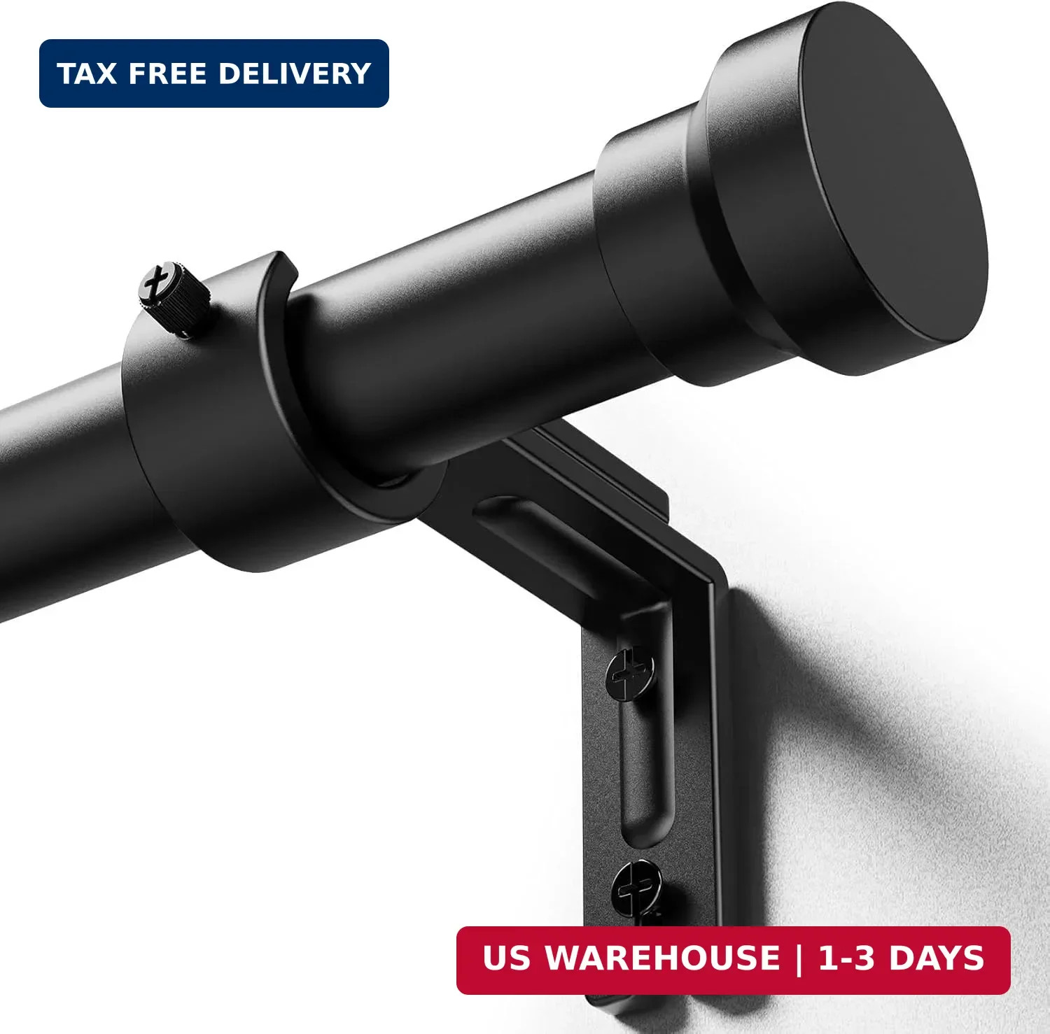 YaFex Heavy Duty Curtain Rod 32-144 Inch Adjustable 1 Inch Black Window