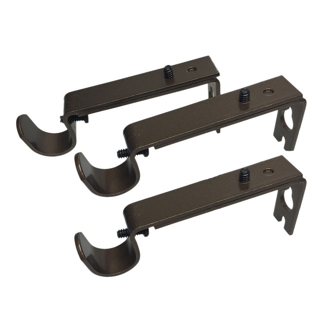 3Pcs/set Curtain Rod Bracket With Set Of Screws, Adjustable for Kitchen (Black)