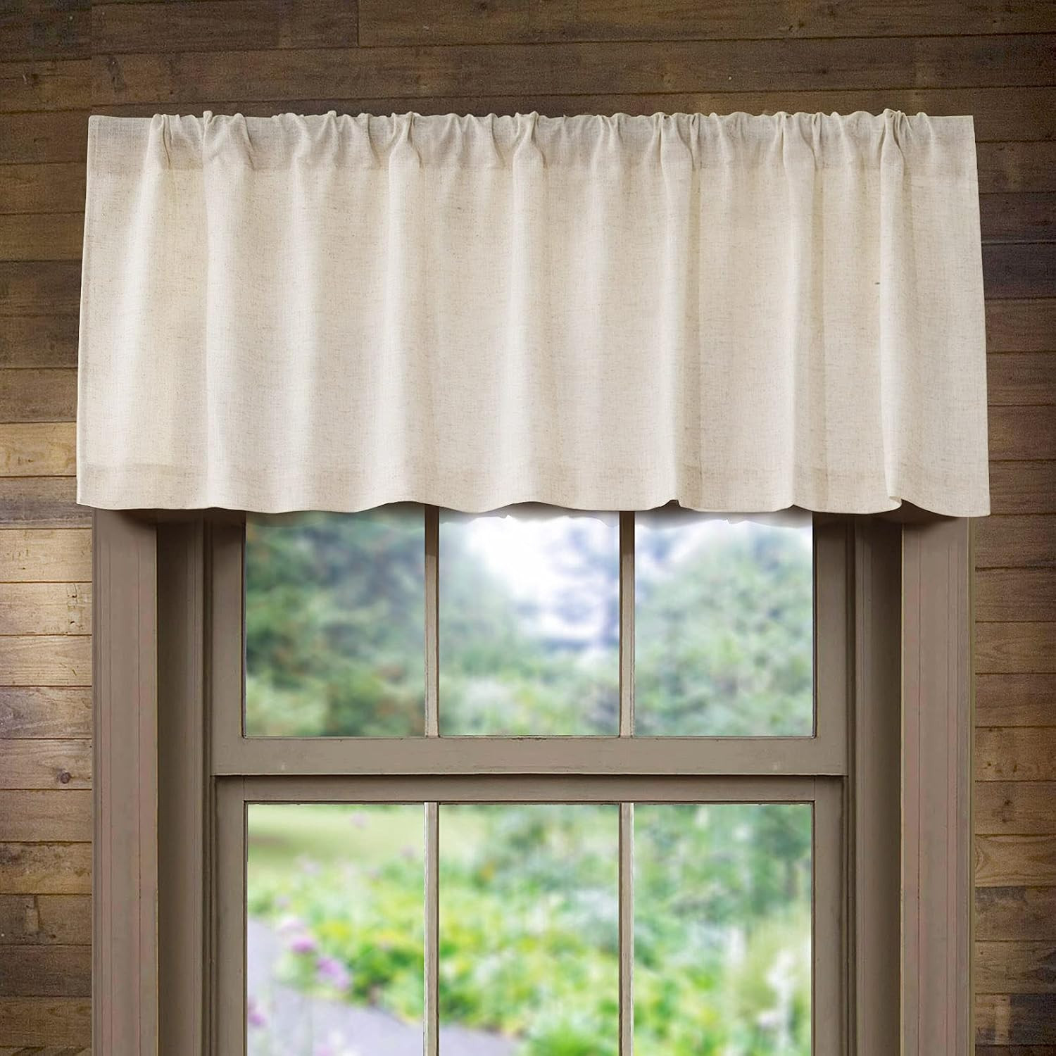 Kitchen Valances for Windows, Faux Linen Valance Rod Pocket, Rustic Farmhouse Cu