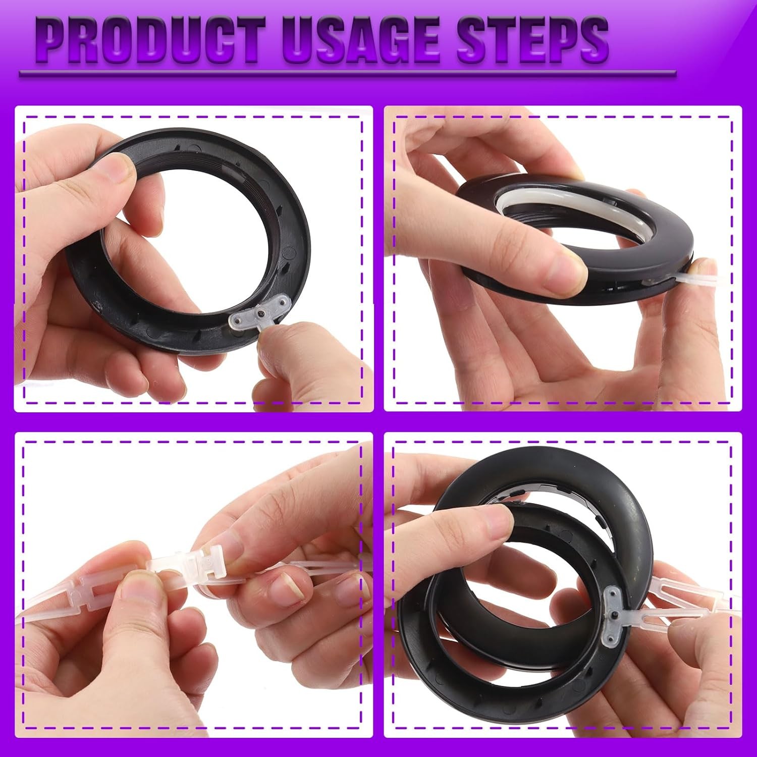 20 Pack Plastic Curtain Grommets 40mm-1.7Inch Silencer Sliding Black Sheers