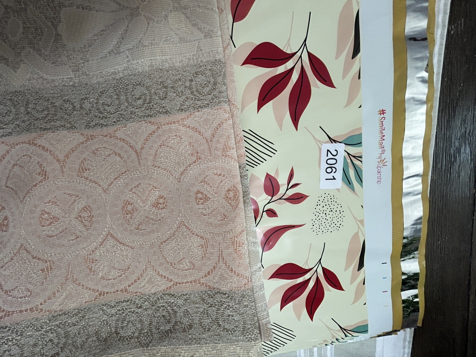 4 Valance Panels Multi color Pink gray white Floral Double Rod Pocket Lined