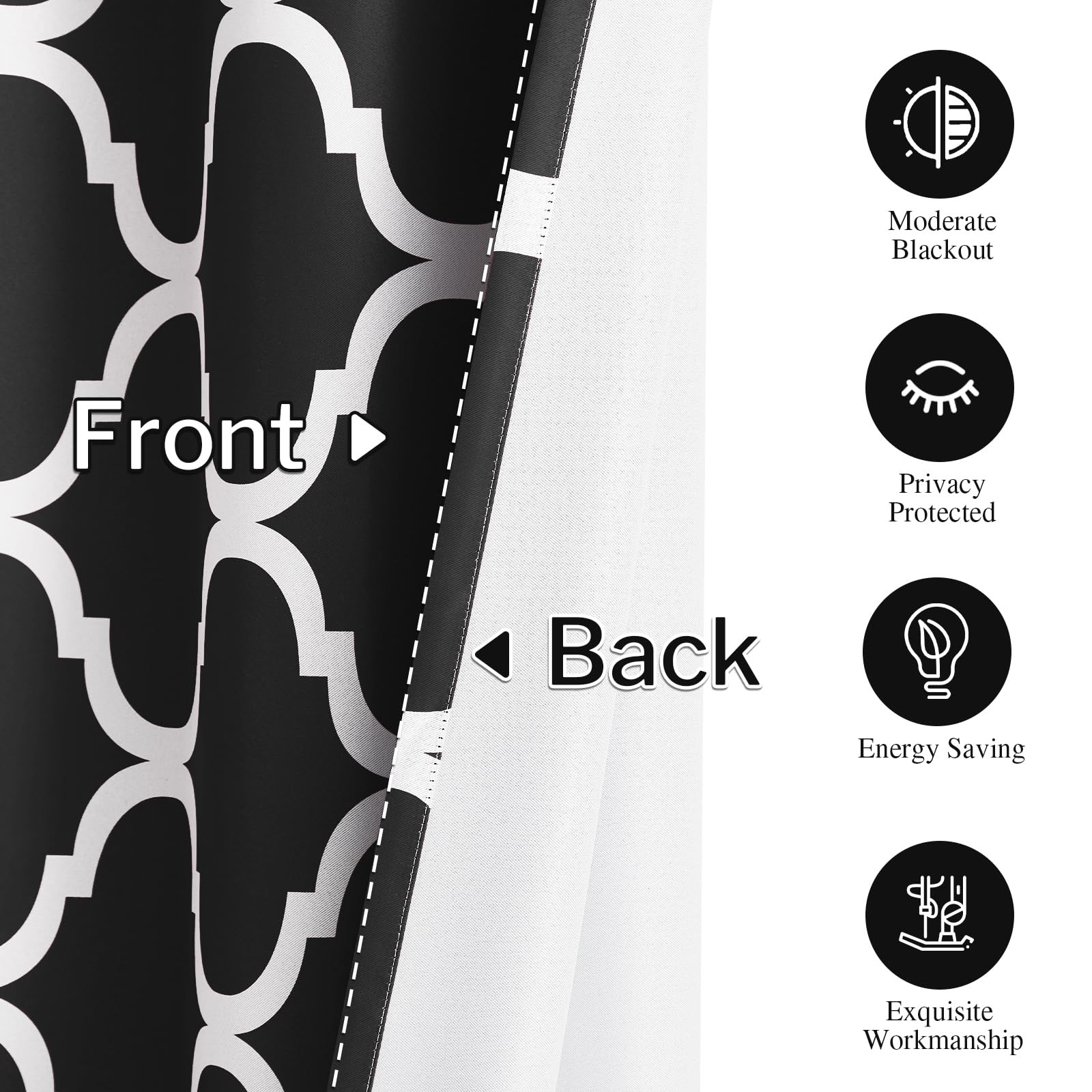 Melodieux Moroccan Printed Room Darkening Blackout Grommet Curtains For Living