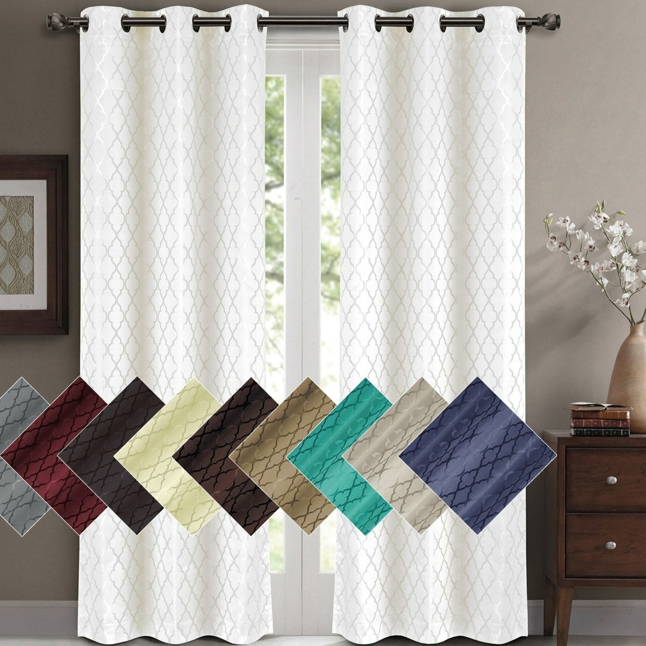 2 Panels Willow Blackout Window Curtain Panels Heat Full Light Blocking Drapes
