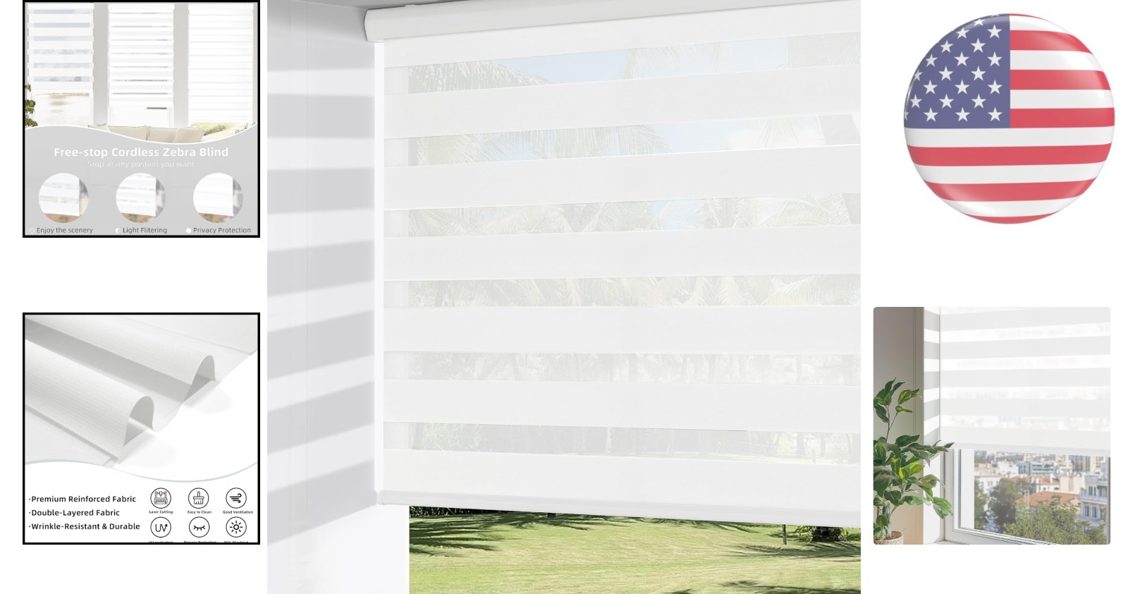 High-Quality Cordless Zebra Blinds – 20″ W x 72″ H for Modern Living Spaces