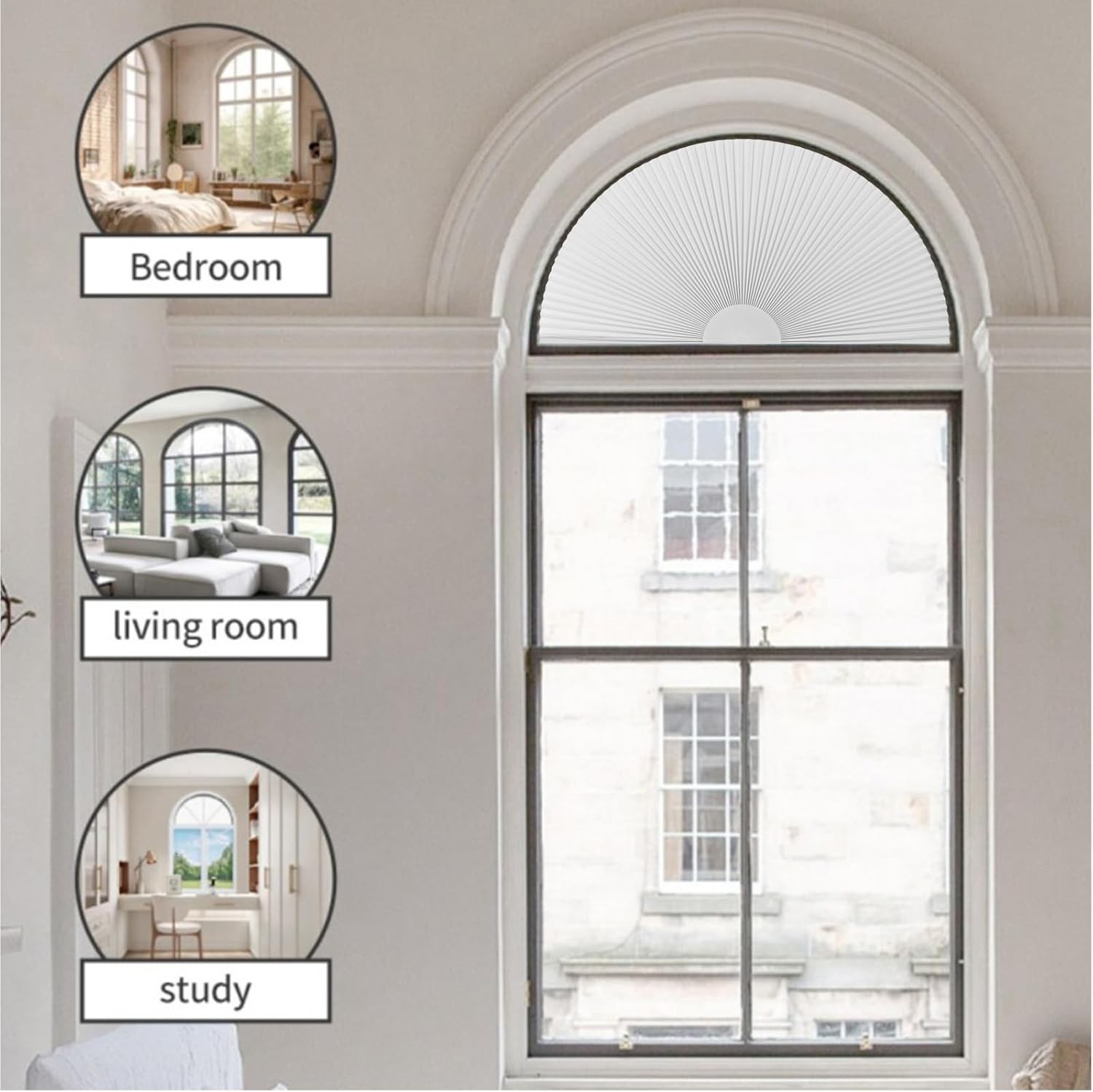 Cellular Half Moon Black Out Honeycomb Blinds for Home Indoor Windows